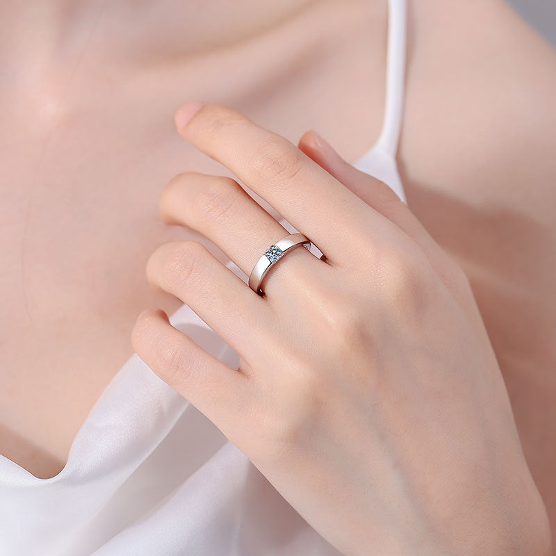 [VA]SCHLICHTER MINIMALISTISCHER MOISSANIT-PARTNER-RING