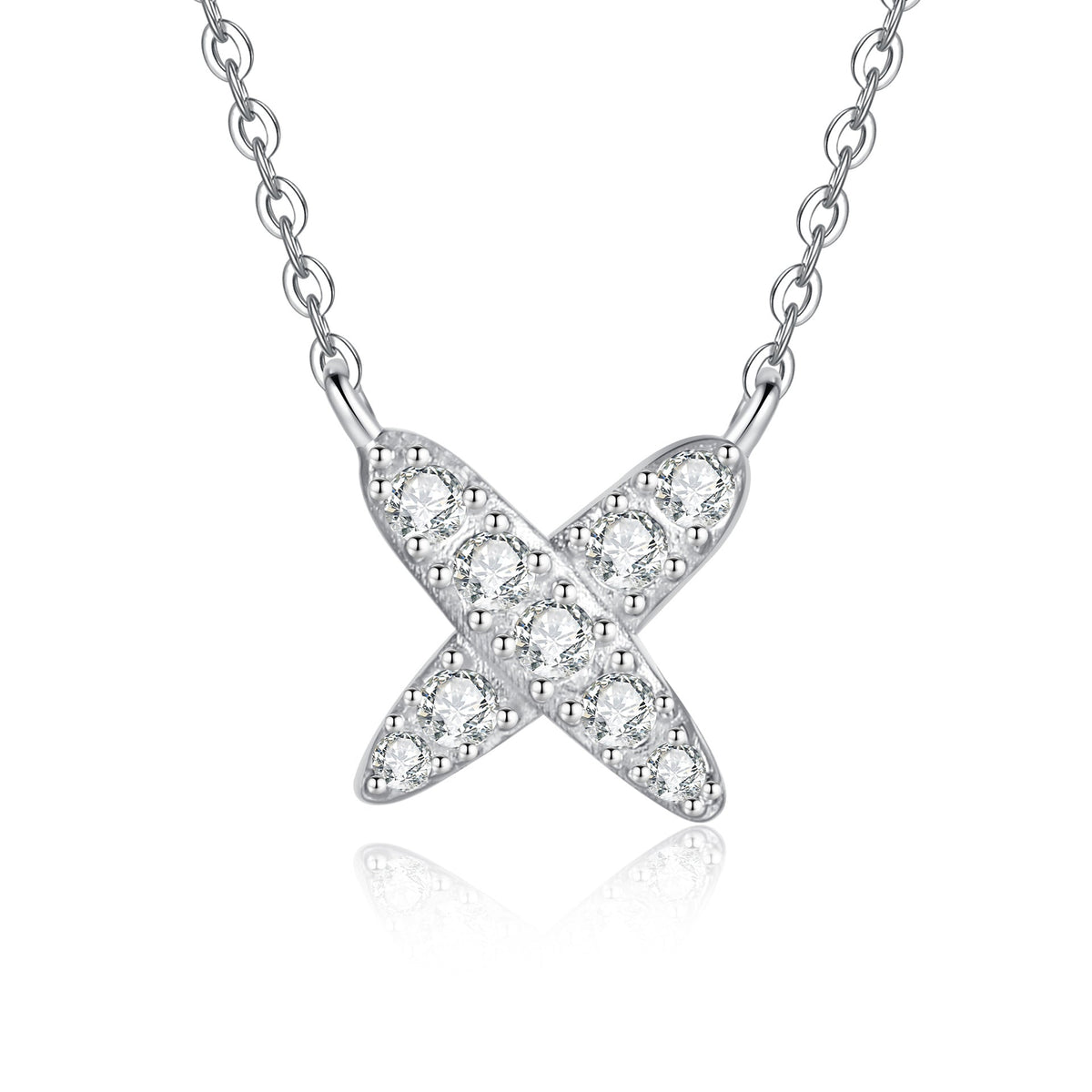 [VA]MODERNES X-FÖRMIGES PAVÉ-MOISSANIT-COLLIER
