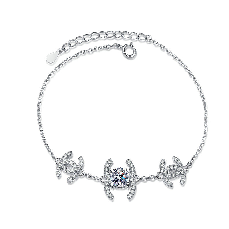[VA]KLASSISCHES MOISSANIT-ARMBAND MIT VERZAHNTEN GLIEDERN