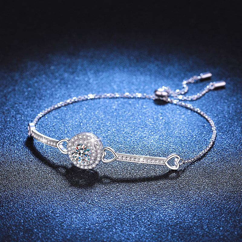 [VA]ARMBAND MIT VERZAHNTEM HERZ & KREIS AUS MOISSANIT