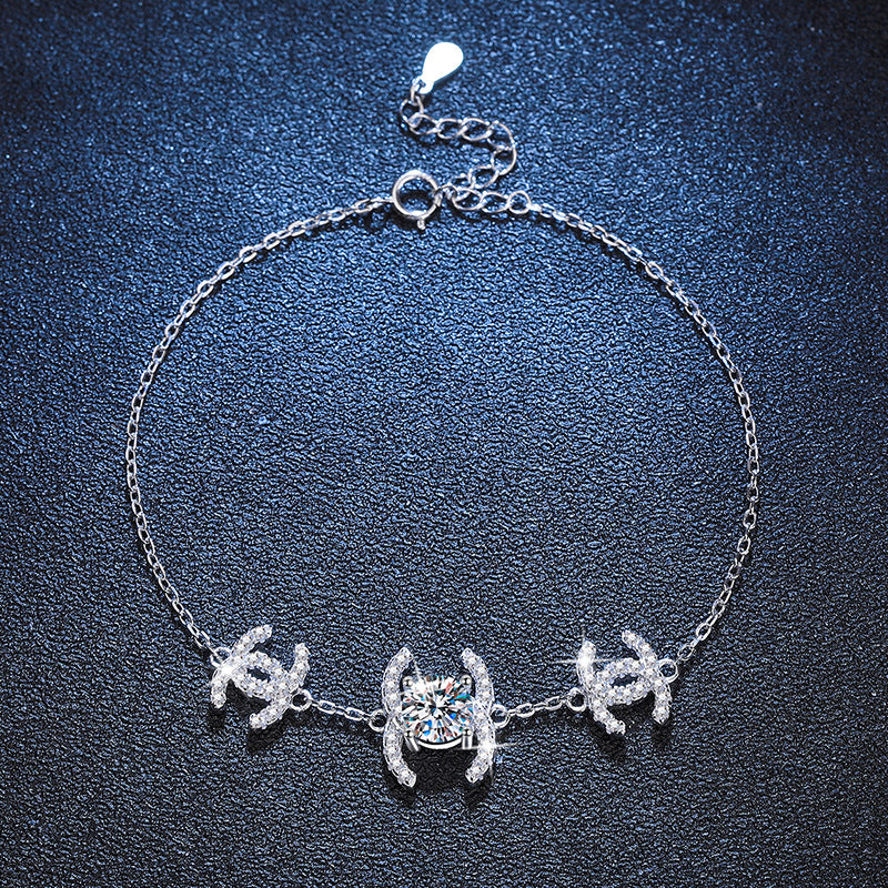 [VA]KLASSISCHES MOISSANIT-ARMBAND MIT VERZAHNTEN GLIEDERN