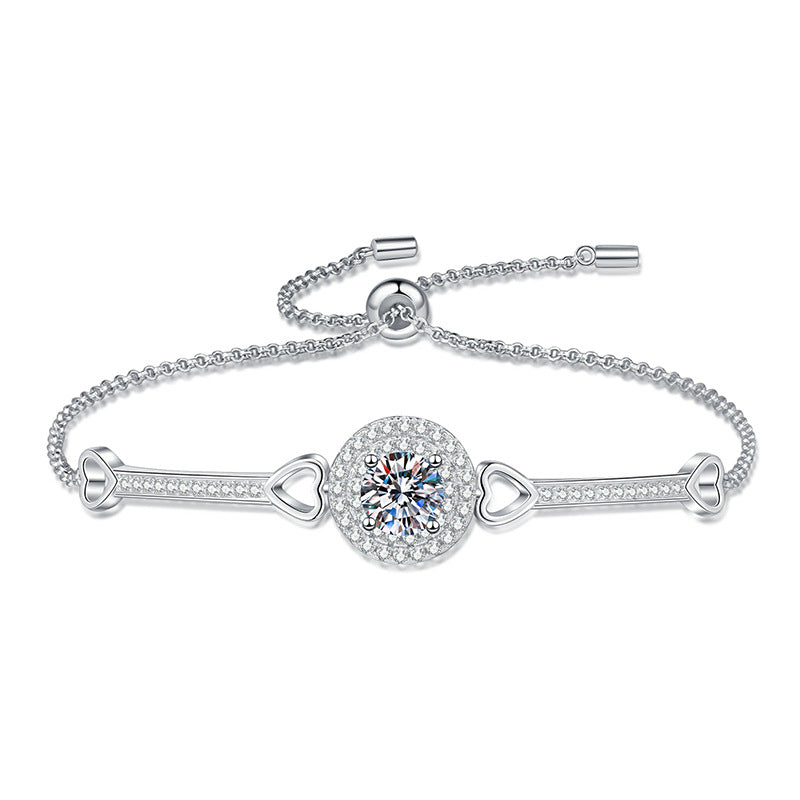[VA]ARMBAND MIT VERZAHNTEM HERZ & KREIS AUS MOISSANIT