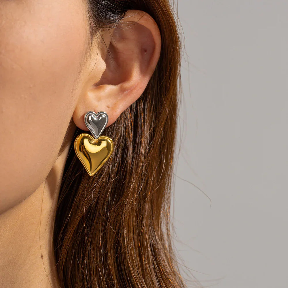 [VA]Zofia Two Tone Heart Earrings
