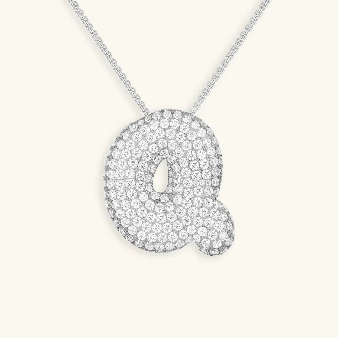 [VA]Bubble Initial Diamond Necklace