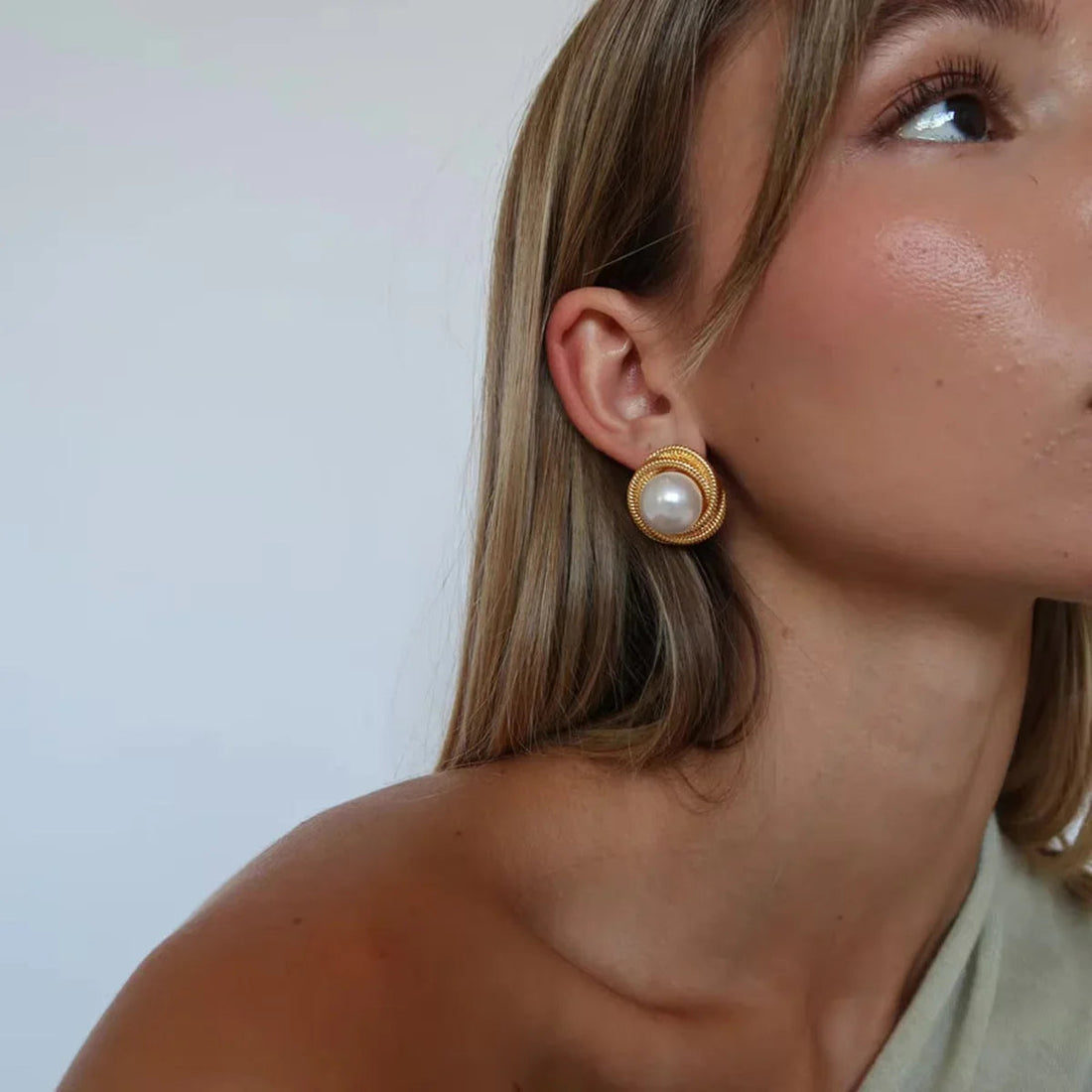 [VA]Aqua Freshwater Pearl Earrings