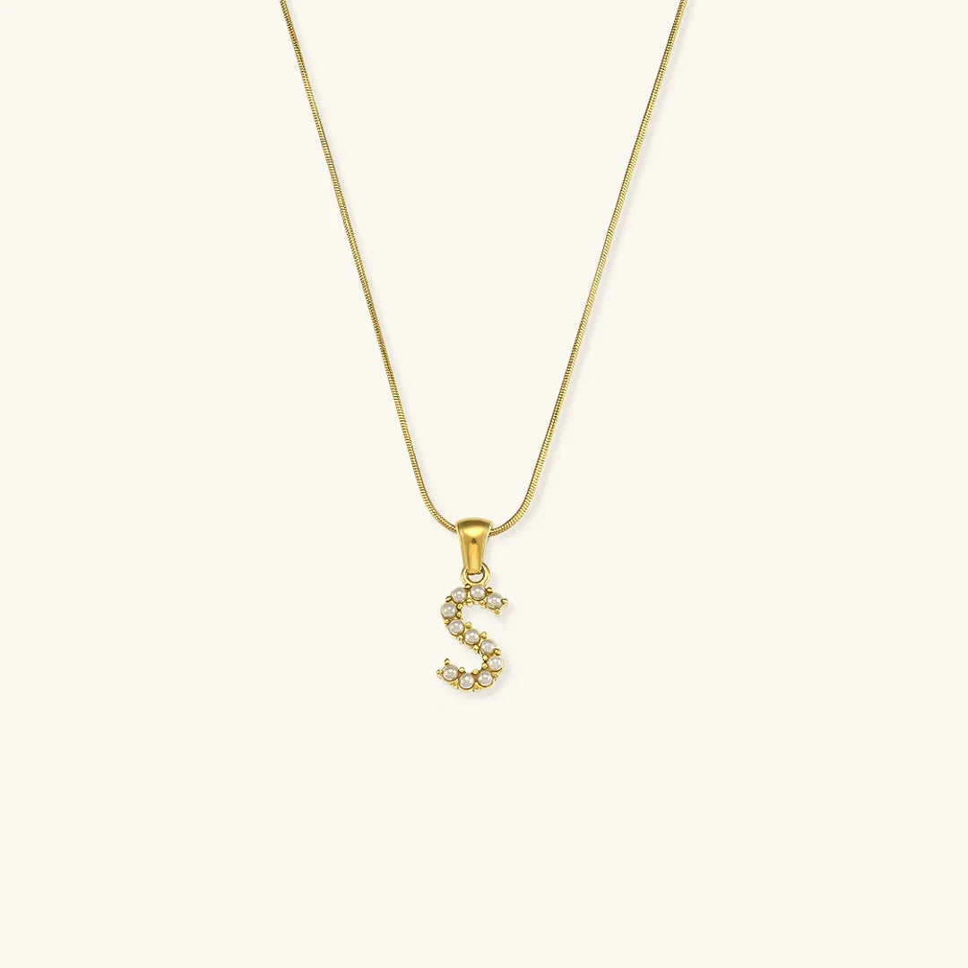 [VA]Augustine Initial Letter Pearl Necklace