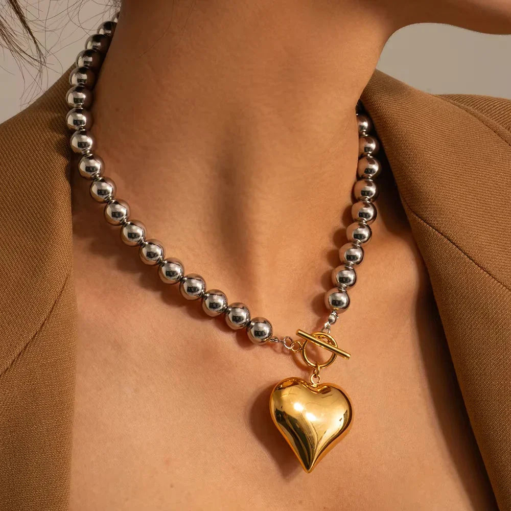 [VA] アリシア チャンキービーズ ハートペンダント