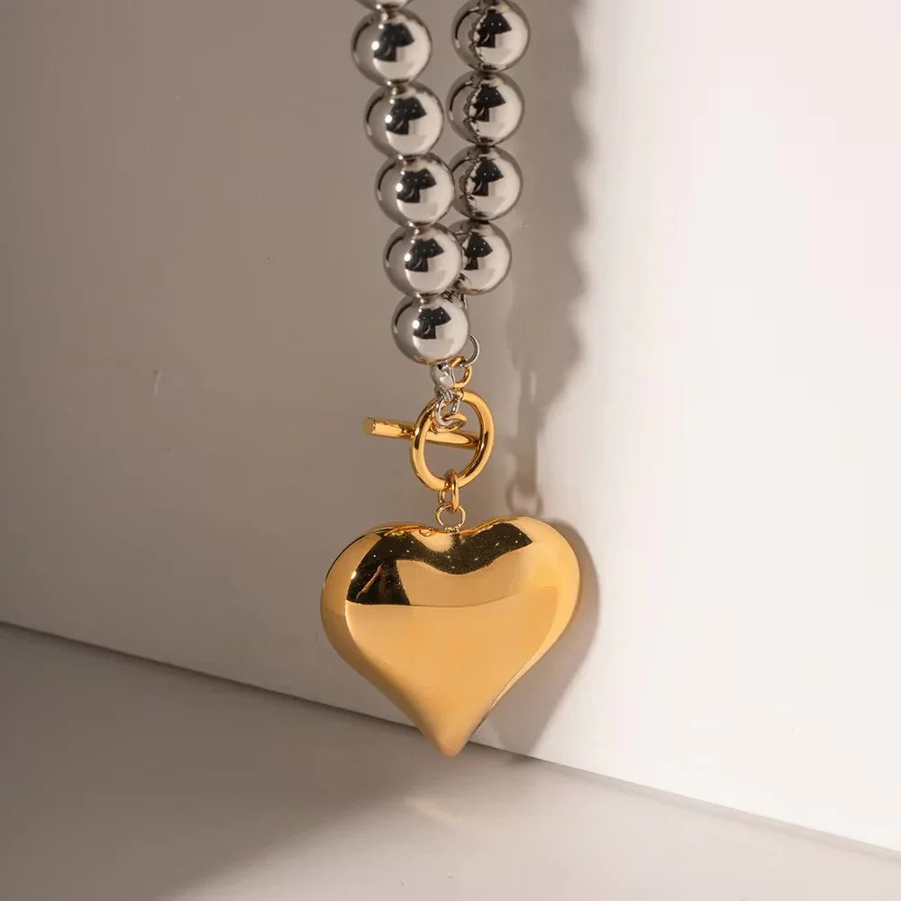 [VA]Alicia Chunky Bead Heart Pendant