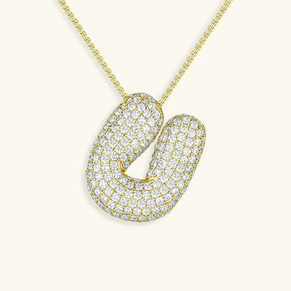 [VA]Bubble Initial Diamond Necklace