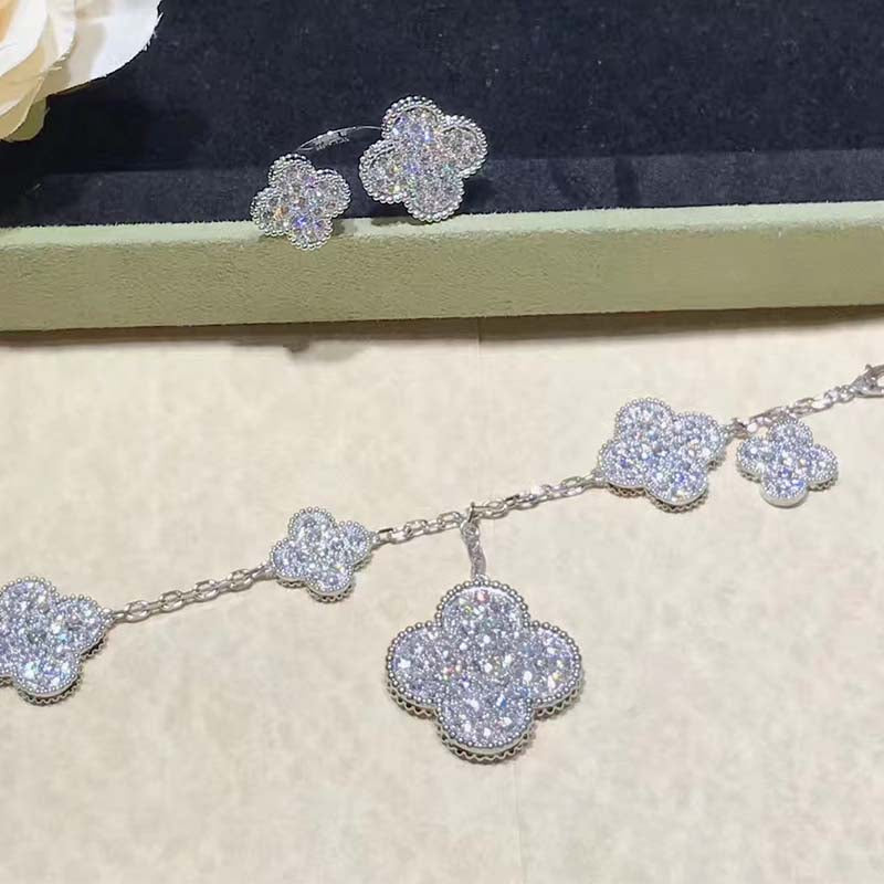 [VA]CLOVER ARMBAND MIT 6 MOTIVEN SILBER DIAMANT