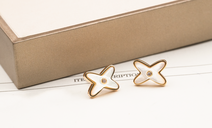 [VA]JEUX DE WHITE MOP PINK GOLD DIAMOND EARRINGS
