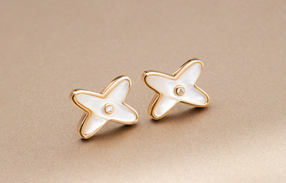 [VA]JEUX DE WHITE MOP PINK GOLD DIAMOND EARRINGS