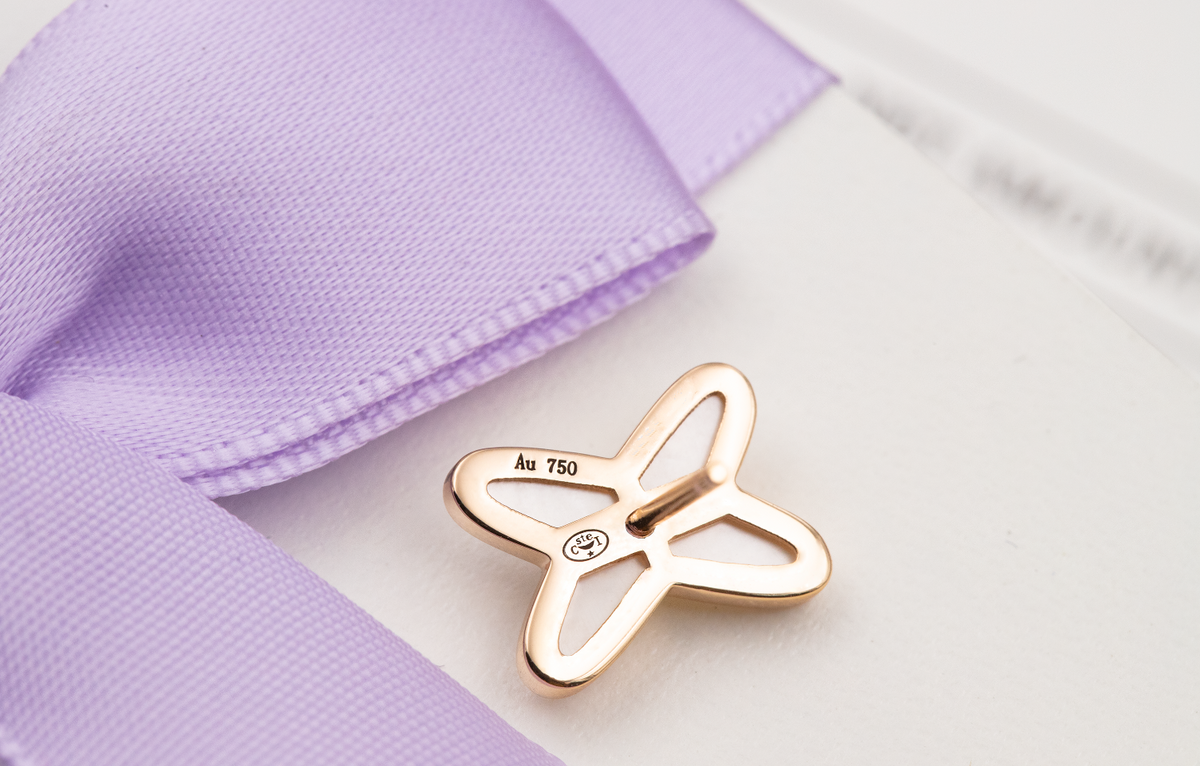 [VA]JEUX DE WHITE MOP PINK GOLD DIAMOND EARRINGS