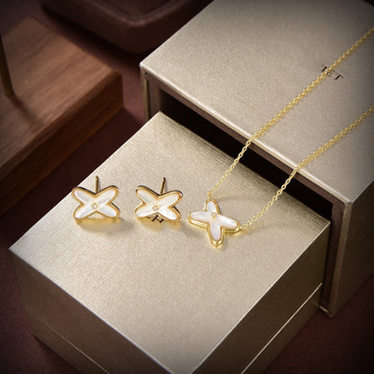 [VA]JEUX DE WHITE MOP GOLD DIAMOND EARRINGS