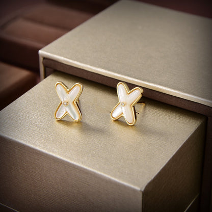 [VA]JEUX DE WHITE MOP GOLD DIAMOND EARRINGS