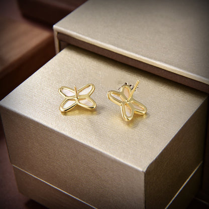 [VA]JEUX DE WHITE MOP GOLD DIAMOND EARRINGS