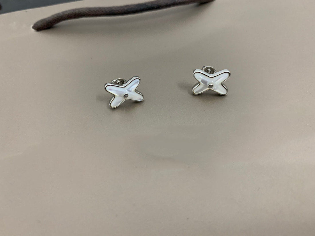 [VA]WEISSE MOP-SILBER-DIAMANT-OHRRINGE