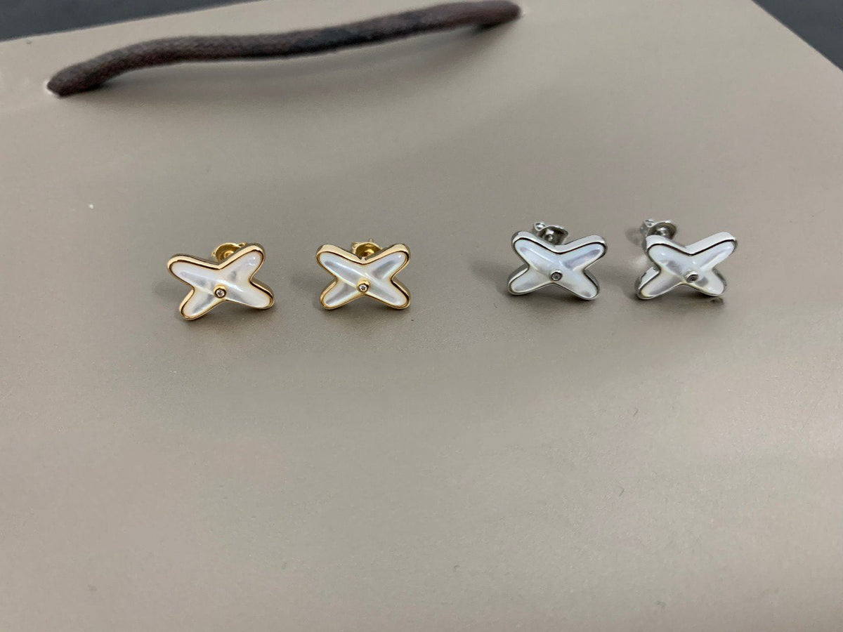 [VA]WEISSE MOP-SILBER-DIAMANT-OHRRINGE