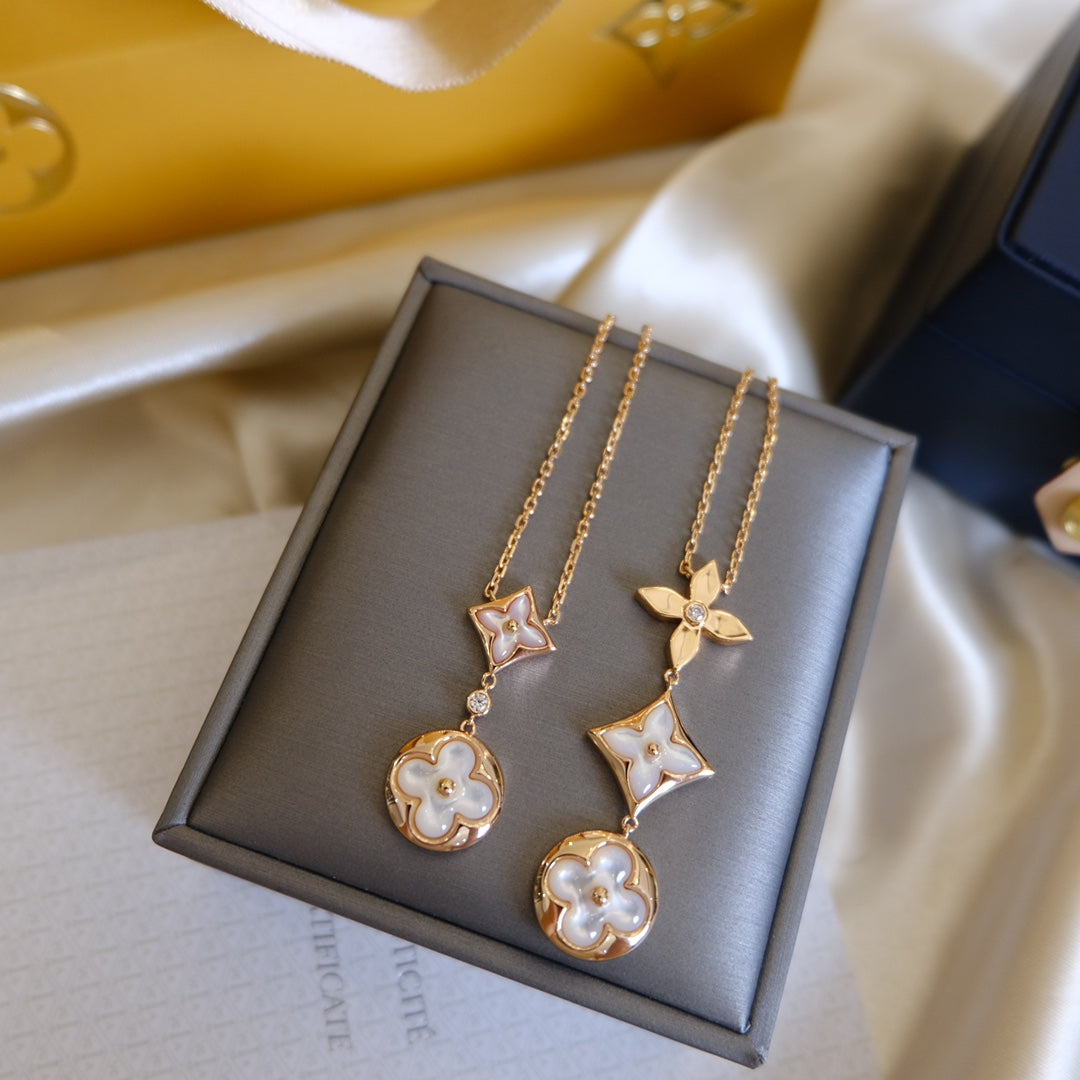 [VA]COLOR BLOSSOM LARIAT-HALSKETTE ROSÉGOLD, WEISSES PERLMUTT UND DIAMANT