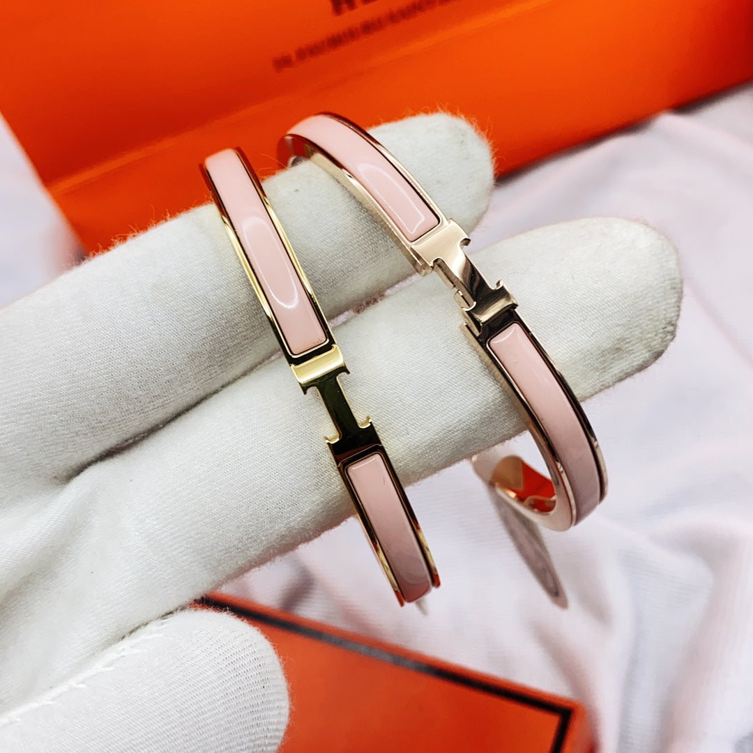 [VA]KLASSISCHES HM CLIC ROSA 8MM EMAILLE-ARMBAND