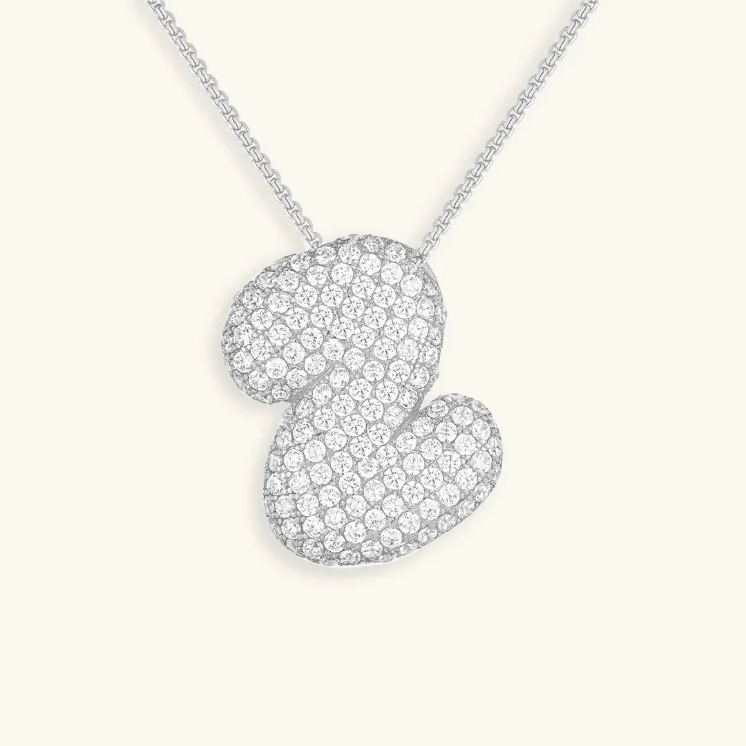 [VA]Bubble Initial Diamond Necklace