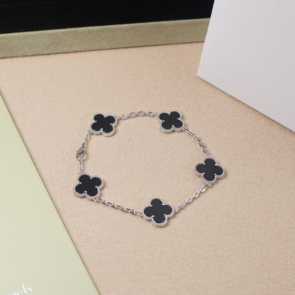 [VA]LUCKY CLOVER 5-MOTIF BRACELET - BLACK OXNY COLLECTION
