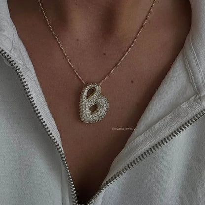 [VA]Bubble Initial Diamond Necklace