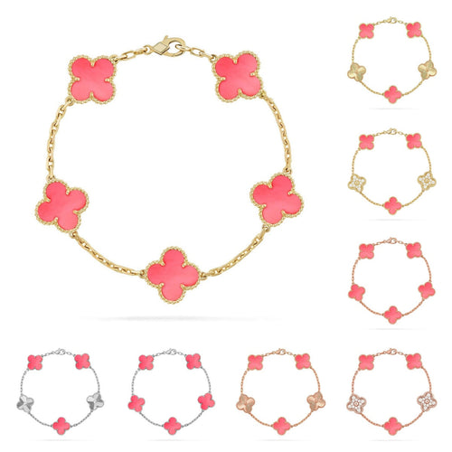 [VA]LUCKY CLOVER 5-MOTIF BRACELET - PINK MOTHER-OF-PEARL COLLECTION
