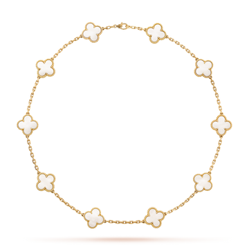 [VA]CLOVER HALSKETTE MIT 10 MOTIVEN AUS WEISSEM PERLMUTT