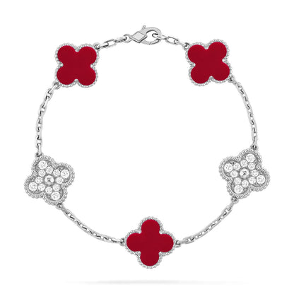 [VA]LUCKY CLOVER 5-MOTIF BRACELET - RED CARNELIAN COLLECTION