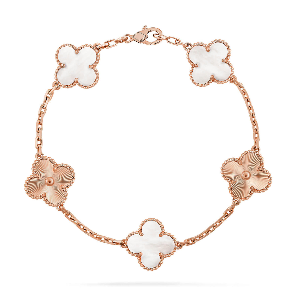 [VA]LUCKY CLOVER 5-MOTIF BRACELET - WHITE MOTHER-OF-PEARL COLLECTION