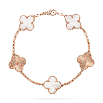 [VA]LUCKY CLOVER 5-MOTIF BRACELET - WHITE MOTHER-OF-PEARL COLLECTION