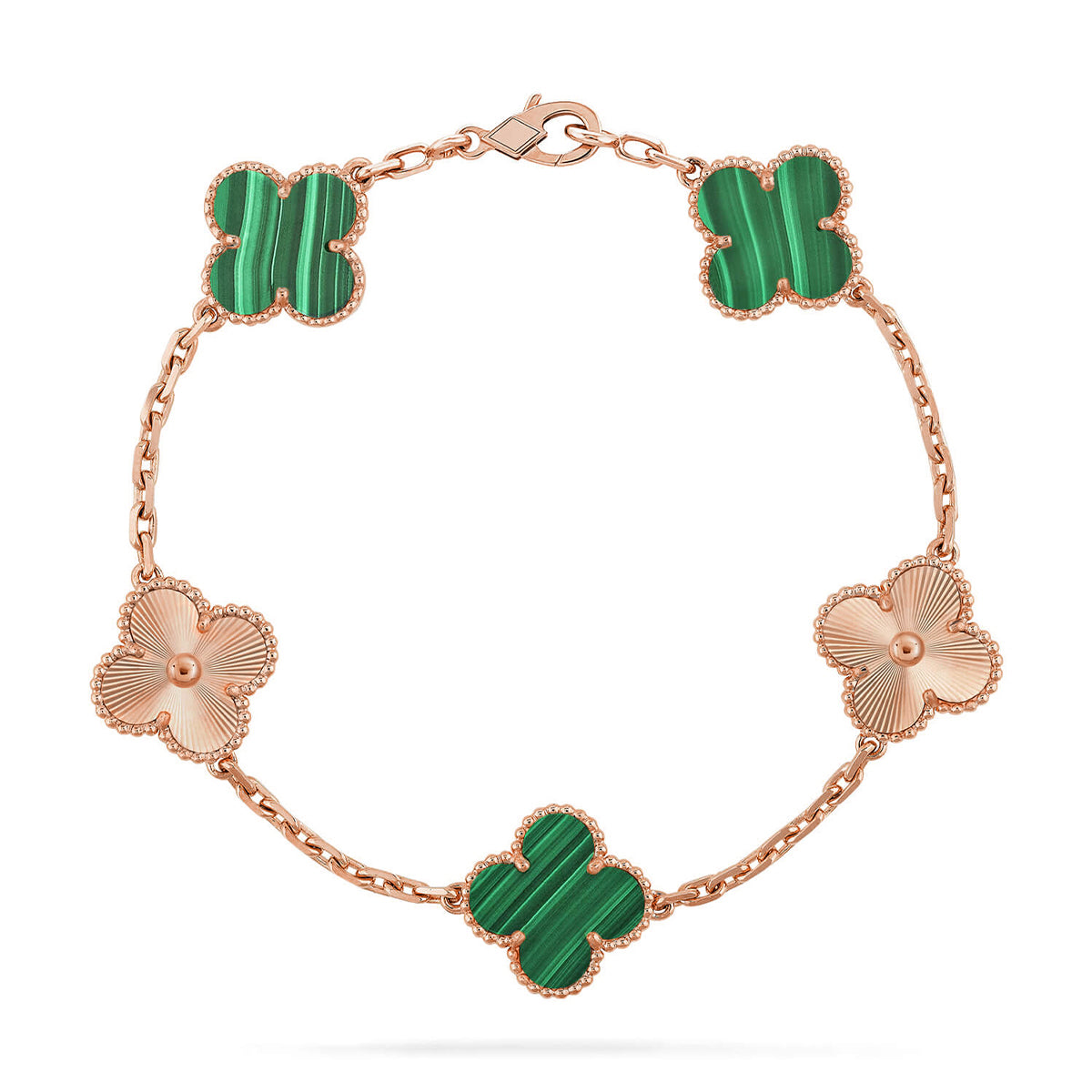 [VA]LUCKY CLOVER 5-MOTIF BRACELET - MALACHITE COLLECTION