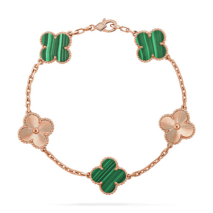 [VA]LUCKY CLOVER 5-MOTIF BRACELET - MALACHITE COLLECTION