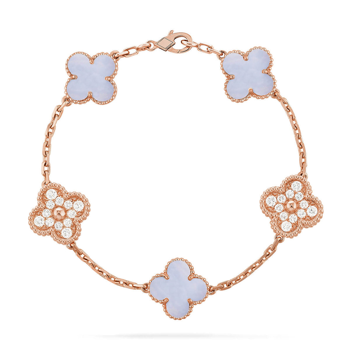 [VA]LUCKY CLOVER 5-MOTIV-ARMBAND - KOLLEKTION VIOLETTES CHALCEDON