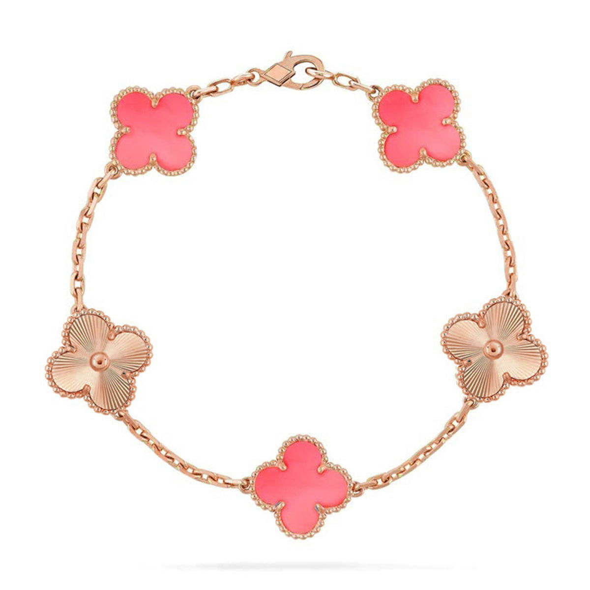 [VA]LUCKY CLOVER 5-MOTIF BRACELET - PINK MOTHER-OF-PEARL COLLECTION