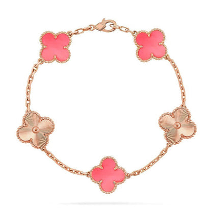 [VA]LUCKY CLOVER 5-MOTIF BRACELET - PINK MOTHER-OF-PEARL COLLECTION