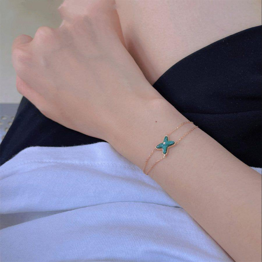 [VA]JEUX ARMBAND MALACHIT ROSÉGOLD 1 DIAMANT