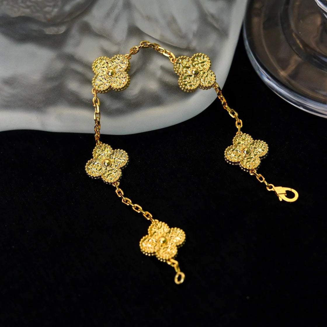 [VA]LUCKY CLOVER 5-MOTIF BRACELET - BRONZING