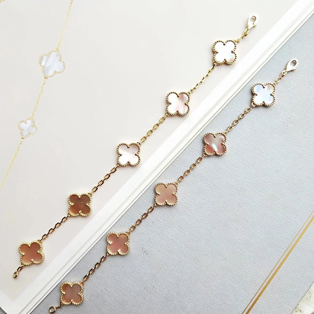 [VA]LUCKY CLOVER 5-MOTIF BRACELET - PINK MOTHER-OF-PEARL COLLECTION