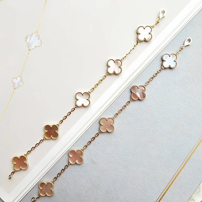 [VA]LUCKY CLOVER 5-MOTIF BRACELET - PINK MOTHER-OF-PEARL COLLECTION