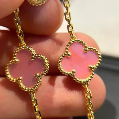 [VA]LUCKY CLOVER 5-MOTIF BRACELET - PINK MOTHER-OF-PEARL COLLECTION