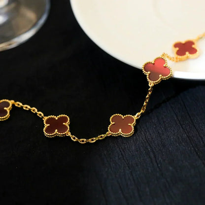 [VA]LUCKY CLOVER 5-MOTIF BRACELET - RED CARNELIAN COLLECTION