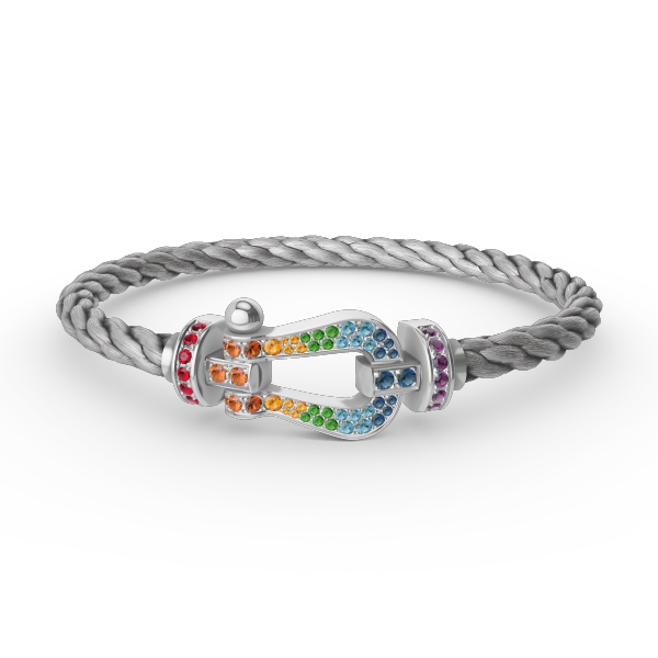 [VA]FORC LARGE HORSESHOE  COLORED DIAMOND BRACELET SILVER