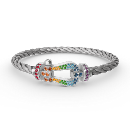 [VA]FORC LARGE HORSESHOE  COLORED DIAMOND BRACELET SILVER