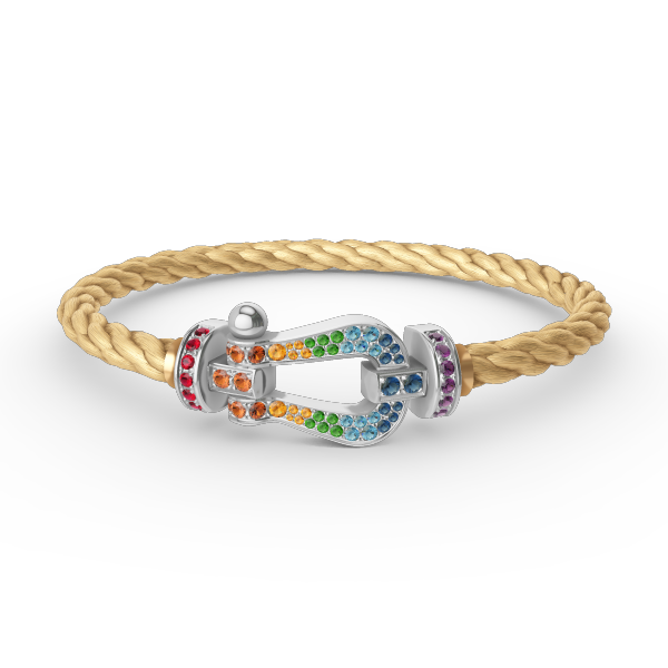 [VA]FORC LARGE HORSESHOE  COLORED DIAMOND BRACELET SILVER
