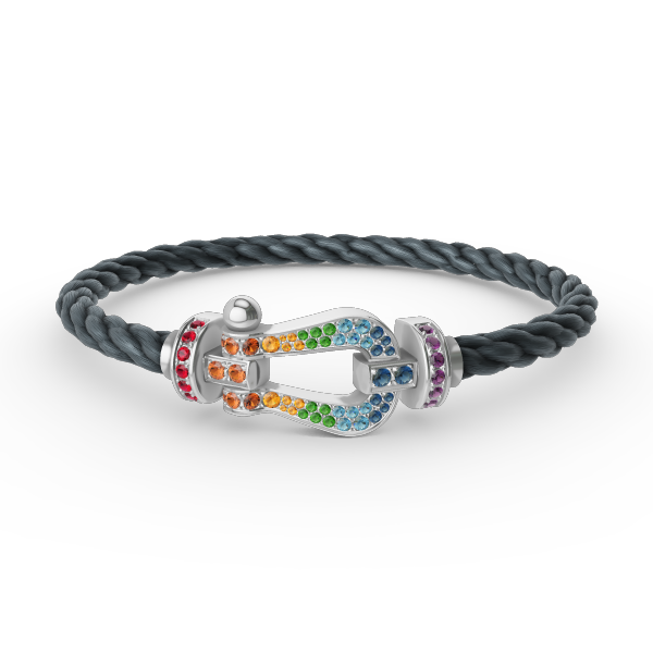 [VA]FORC LARGE HORSESHOE  COLORED DIAMOND BRACELET SILVER