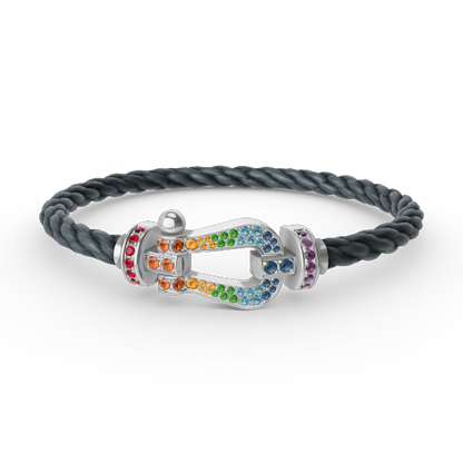 [VA]FORC LARGE HORSESHOE  COLORED DIAMOND BRACELET SILVER