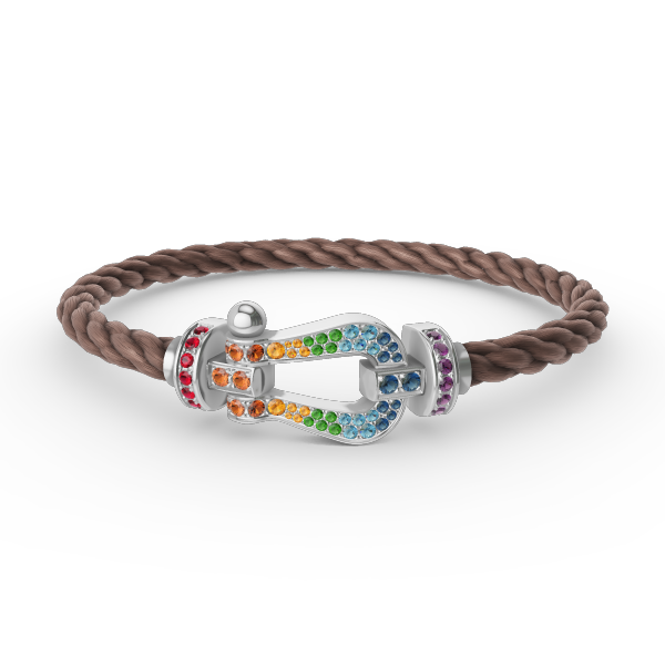 [VA]FORC LARGE HORSESHOE  COLORED DIAMOND BRACELET SILVER