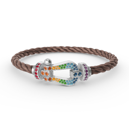 [VA]FORC LARGE HORSESHOE  COLORED DIAMOND BRACELET SILVER